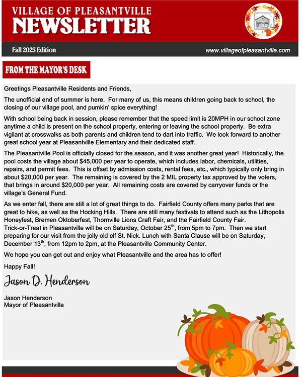 Village of Pleasantville Fall 2025 Newsletter
