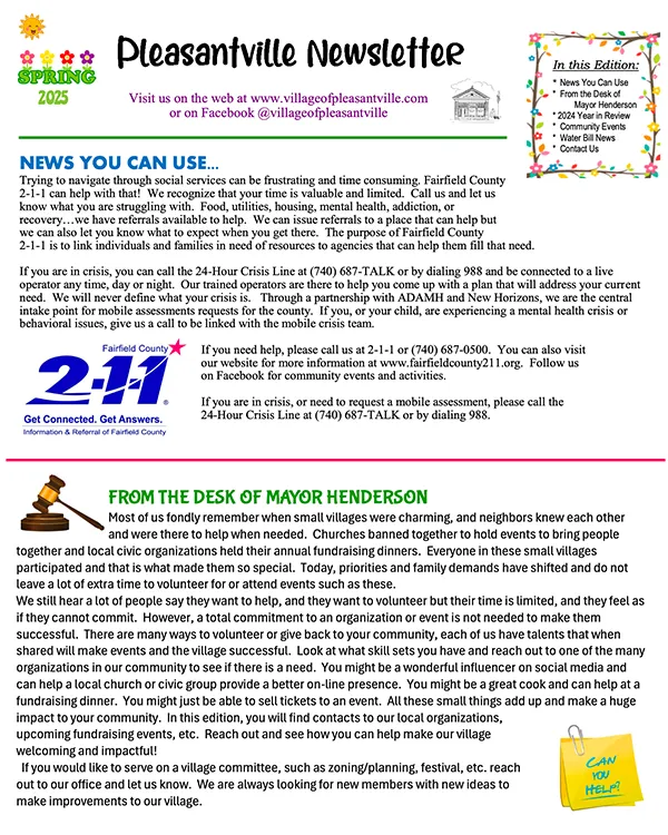 Village of Pleasantville Spring 2025 Newsletter