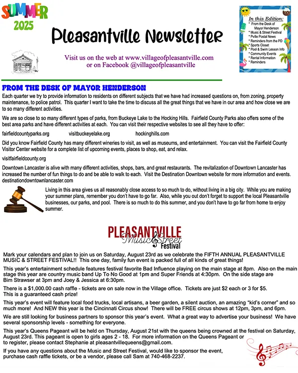 Village of Pleasantville Summer 2025 Newsletter