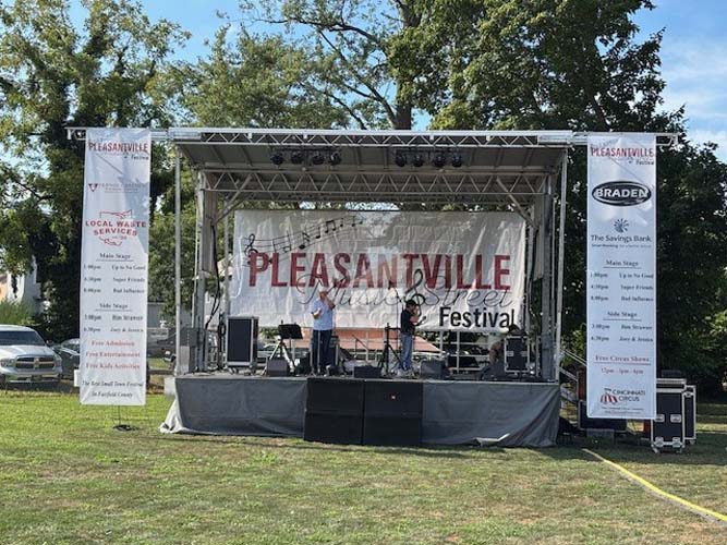 Festival stage with live band